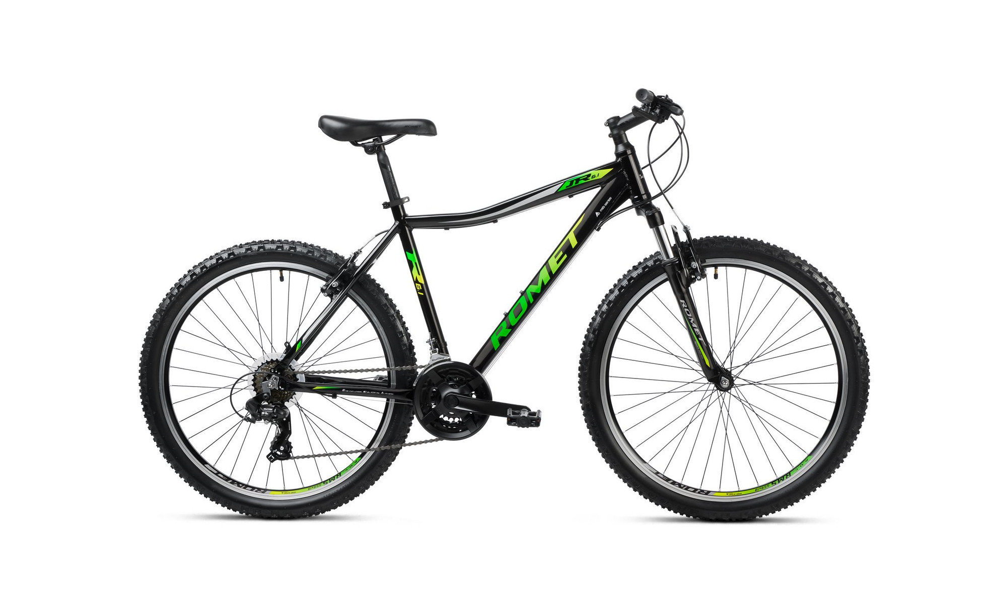 Велосипед Romet Rambler R6.1 JR 2024 black-green-grey 