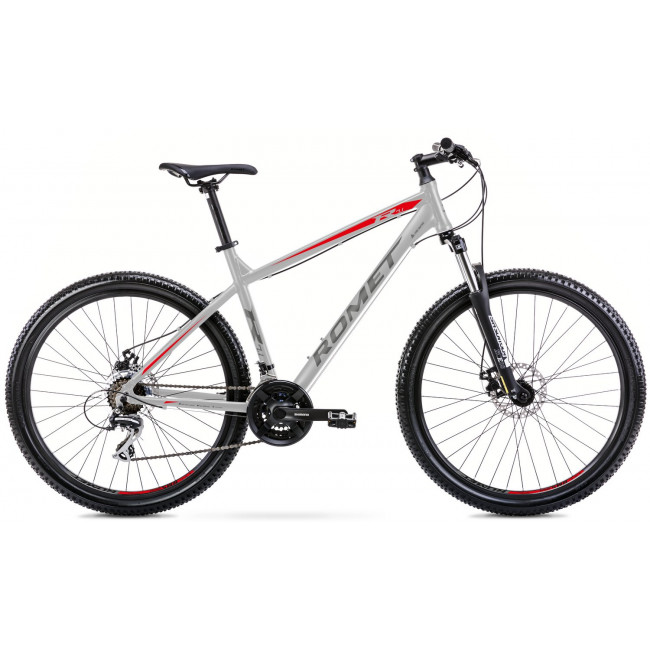 Велосипед Romet Rambler R7.1 27.5" 2023 silver-red-graphite