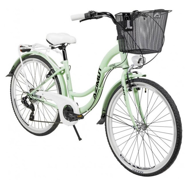 Bicycle AZIMUT Vintage TX-7 28" 2023 with basket mint-white shiny