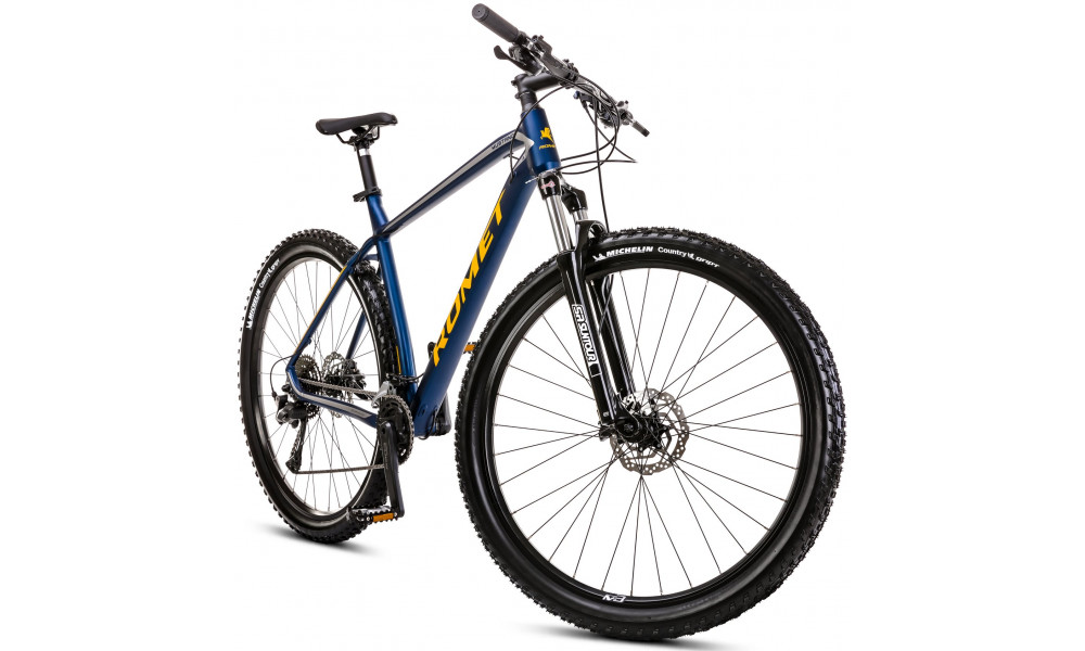 Bicycle Romet Mustang M3 CS 2024 dark blue-yellow - 1