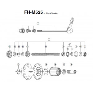 Rear hub Shimano DEORE FH-M525 Disc 6-bolt 9/10-speed
