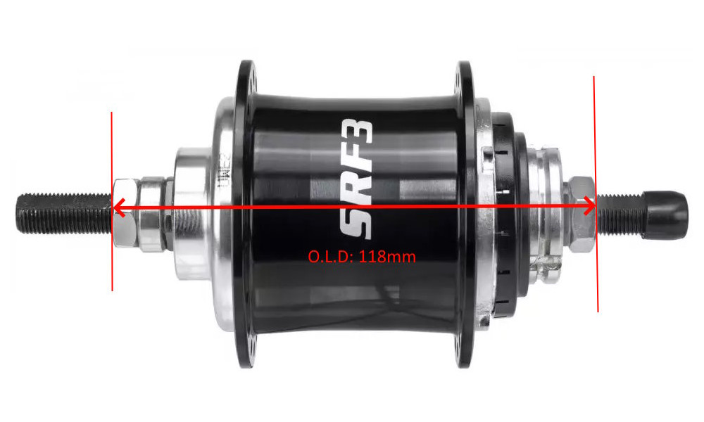 Rear hub Sturmey-Archer S­RF3 Alu 36H 3-speed freewheel black - 3