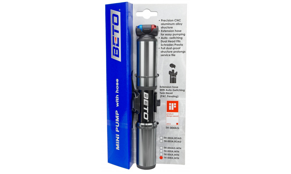 Помпа BETO Mini Alu TH-008AN grey with hose and manometer 5.5bar - 5