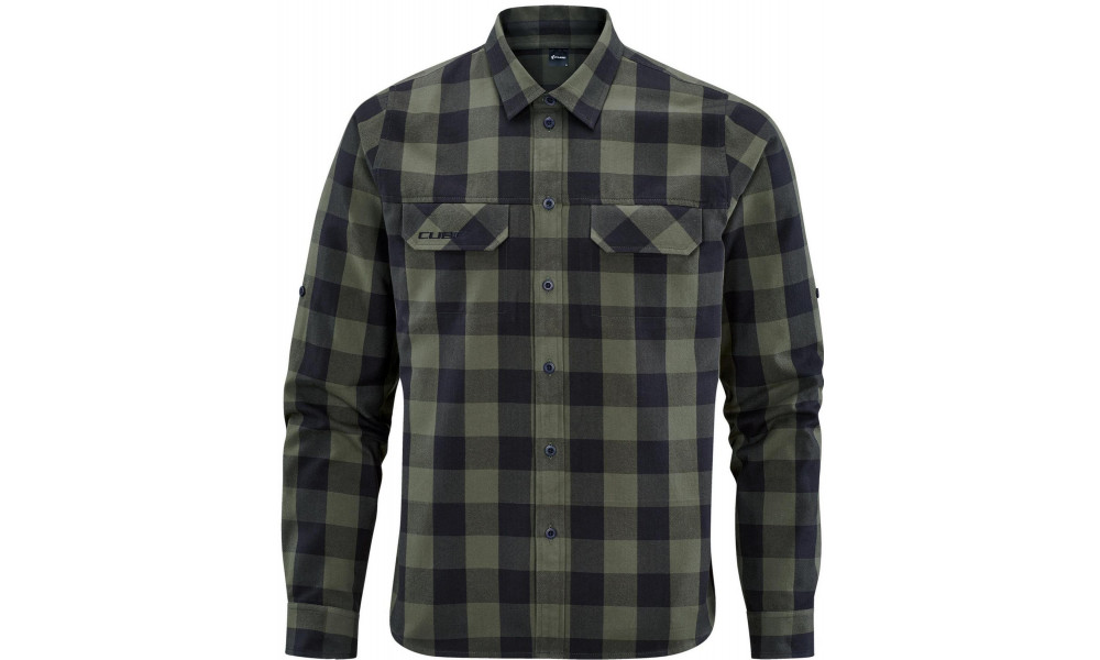 Shirt Cube Work L/S olive check - 4