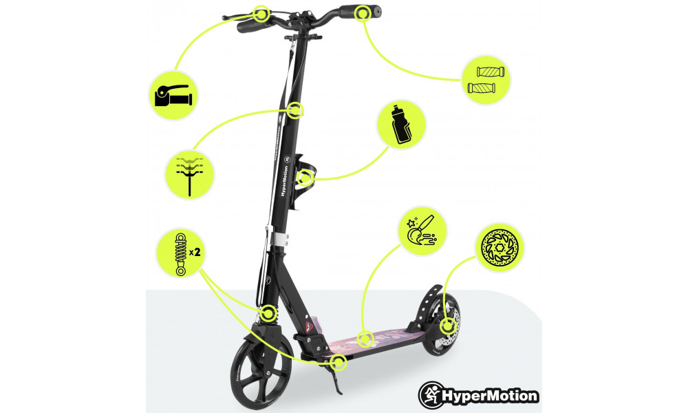 Самокат HyperMotion Skyline black-pink - 7