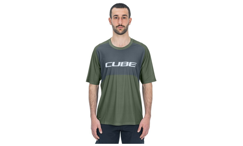 Cycling jersey Cube Vertex Round Neck TM S/S olive'n'grey - 5