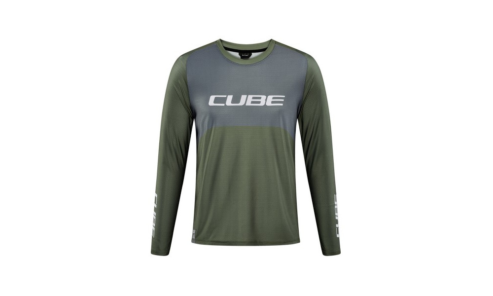 Веломайка Cube Vertex Round Neck TM L/S olive'n'grey - 1