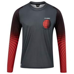 Веломайка Cube Vertex Round Neck L/S grey'n'red