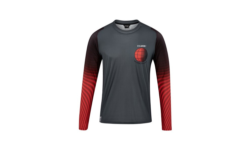 Веломайка Cube Vertex Round Neck L/S grey'n'red - 1