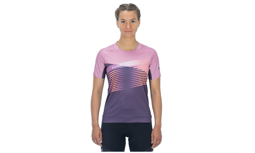 Cycling jersey Cube Teamline WS Round Neck S/S violet'n'rose - 5