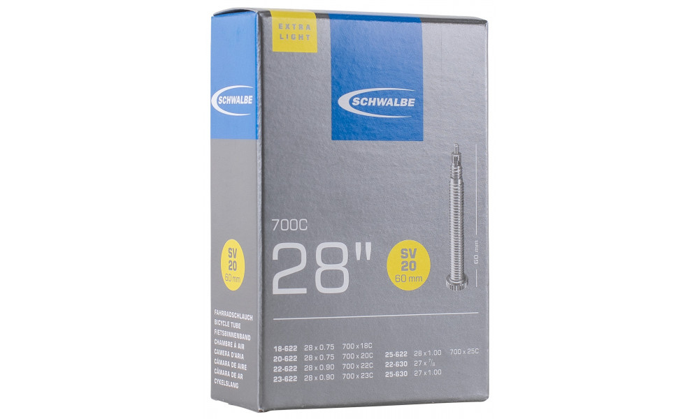 Tube 28/27" Schwalbe SV20 ExtraLight Long (18/25-622) - 1