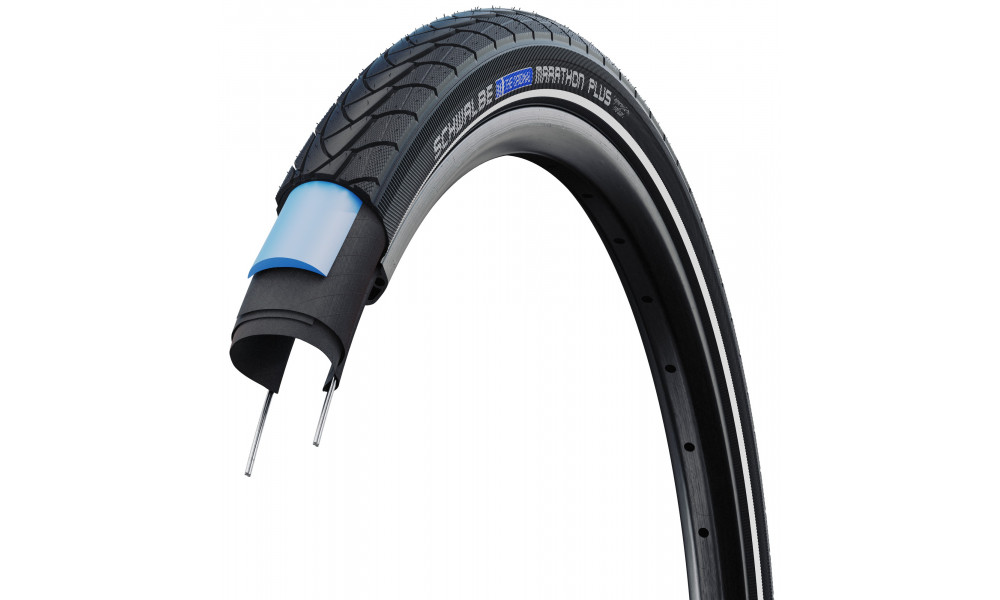 Шина 28" Schwalbe Marathon Plus HS 348, Perf Wired 28-622 / 700x28C Black-Reflex - 4