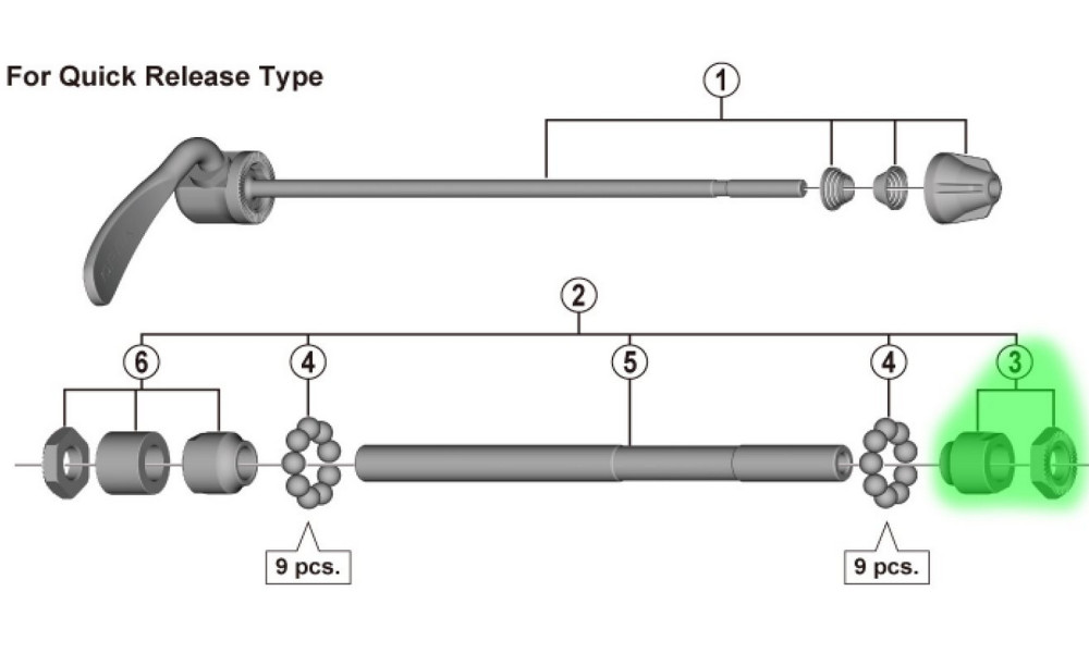 Конус, шайба и гайка втулки Shimano FH-TX500 right - 2