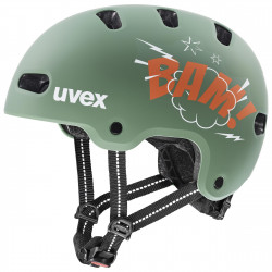 Helmet Uvex kid 4 style bam moss green-papaya matt