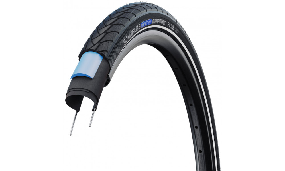 ???? 28" Schwalbe Marathon Plus HS 348 Perf Wired 25-622 / 700x25C Black-Reflex - 1