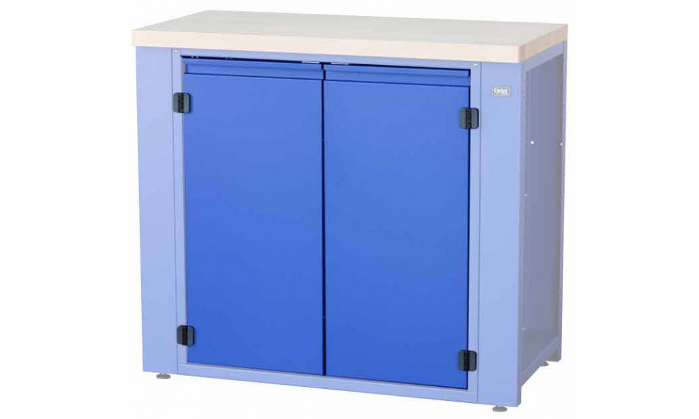 Workshop table part Cyclus Tools System 500 cabinet hinged doors with 2 levels for workbench 720801 blue (720804) 