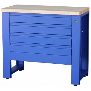 Workshop table Cyclus Tools System 500 with base cabinet 4 drawers 89 x 100 x 50 cm blue (720806)