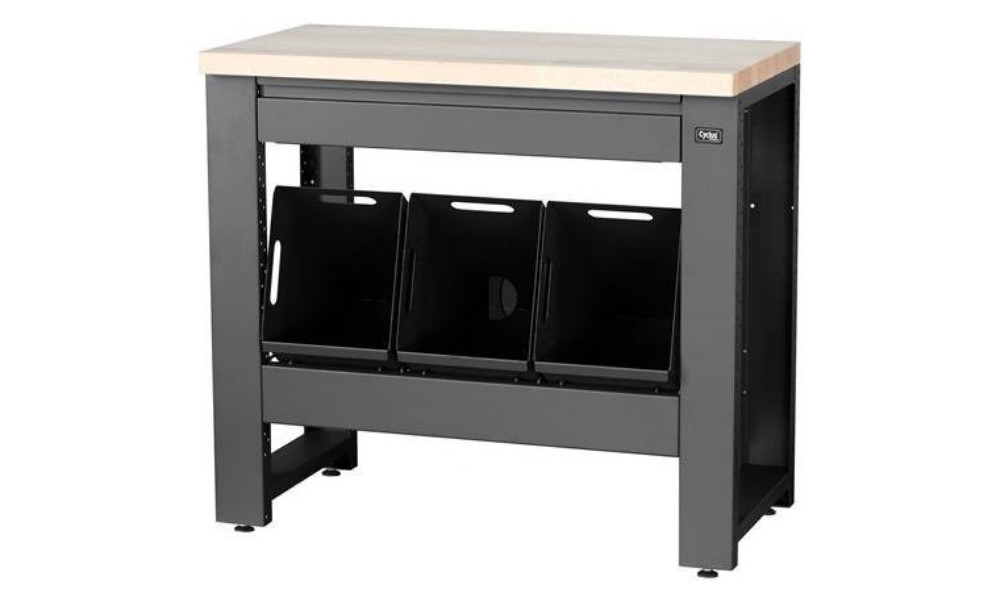Workshop table Cyclus Tools System 500 89 x 100 x 50 cm with trash can 3 x 25 L and drawer anthracite (720869) 