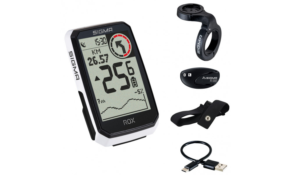 Bike computer SIGMA ROX 4.0 Endurance GPS White HR Set - 1