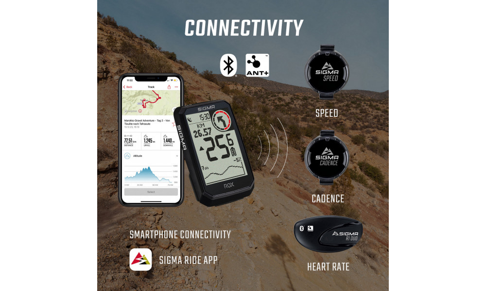 Bike computer SIGMA ROX 4.0 Endurance GPS Black Sensor Set - 9