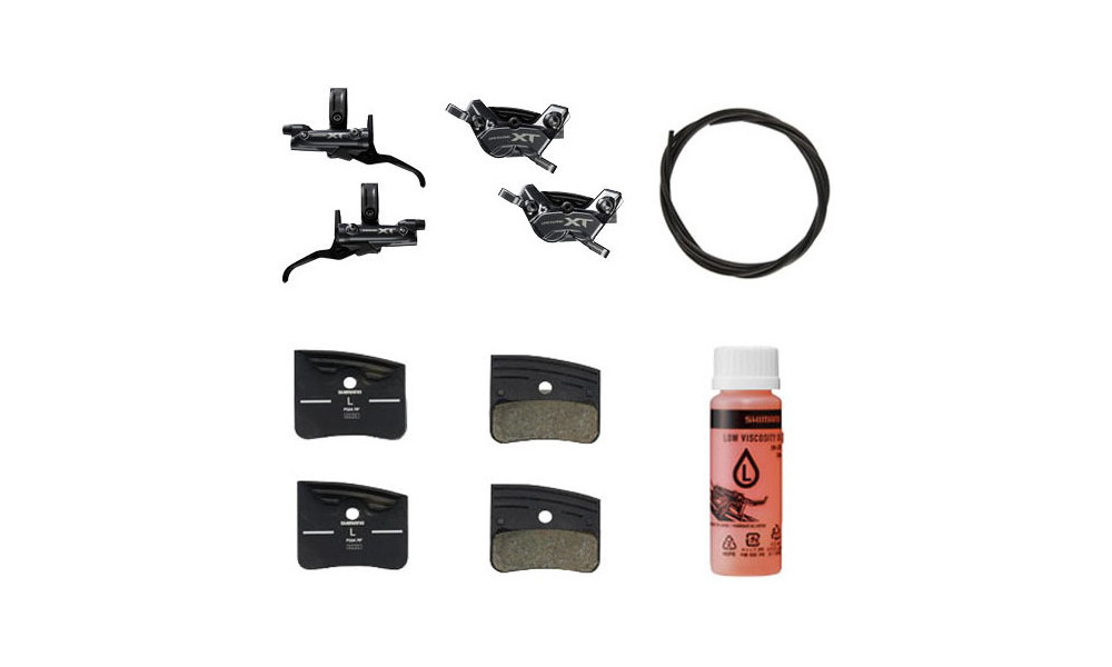 Disc brake set front and rear Shimano XT BL-M8200 (L) + BR-M8220 (F/R) 4-Piston J-Kit hydraulic post mount - 1