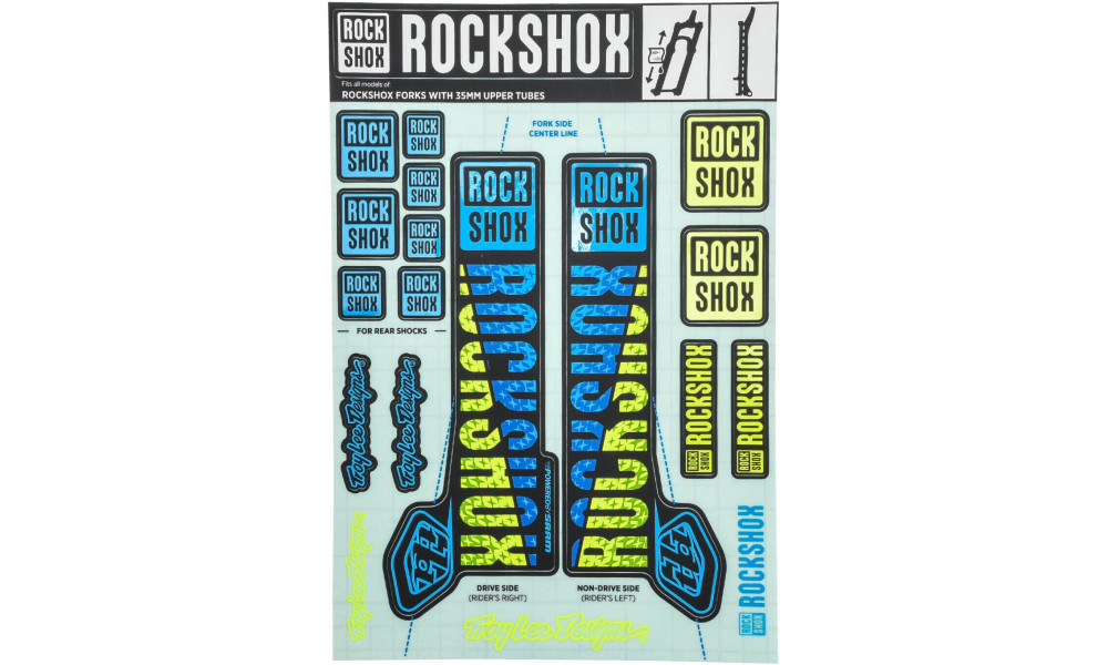 Комплект ремонта вилки Rockshox decal sticker 35mm Troy Lee Designs blue-yellow 