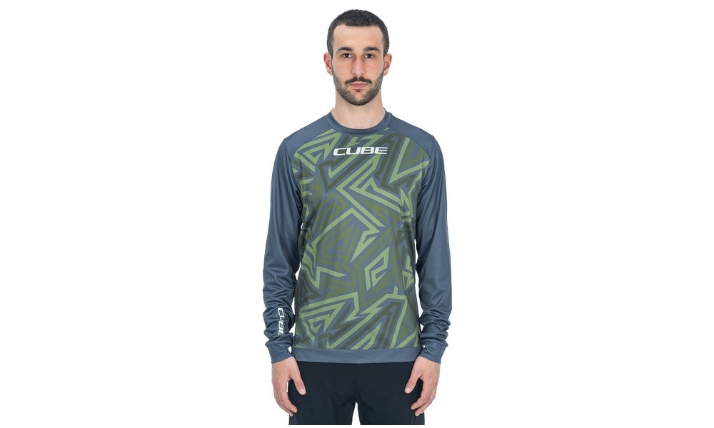 Cycling jersey Cube ATX Round Neck TM L/S olive'n'grey - 2