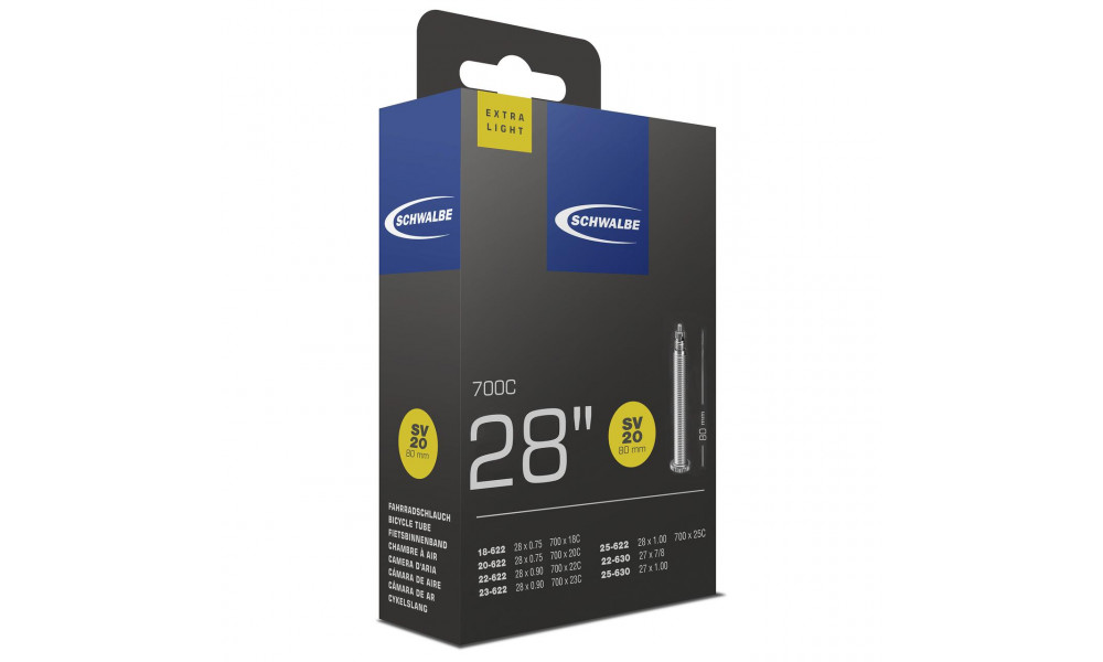 Камера 28/27" Schwalbe SV20 ExtraLight XXlong (18/25-622) - 1