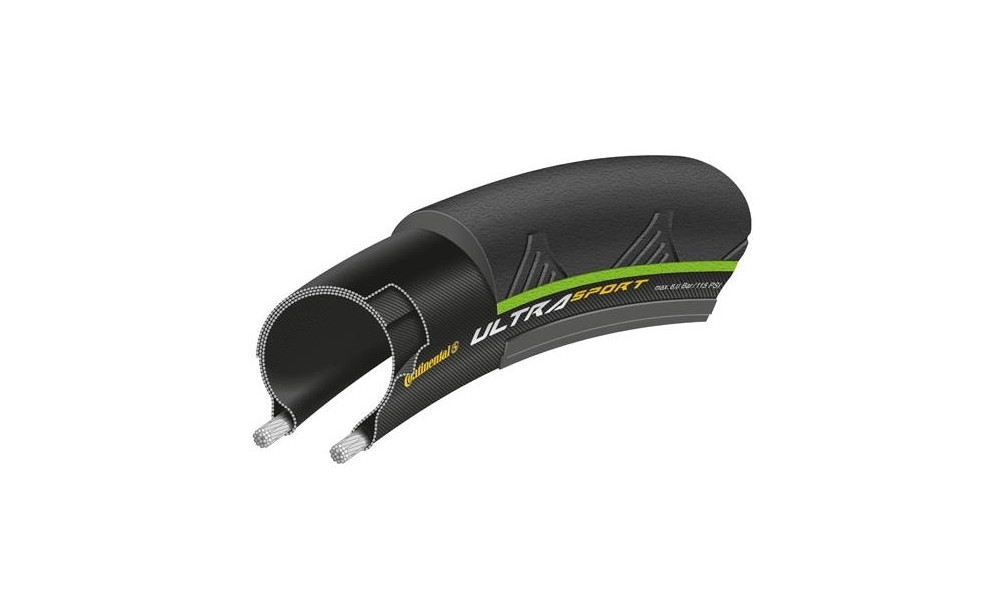Tire 28" Continental Ultra Sport II 23-622 black/green wire - 1