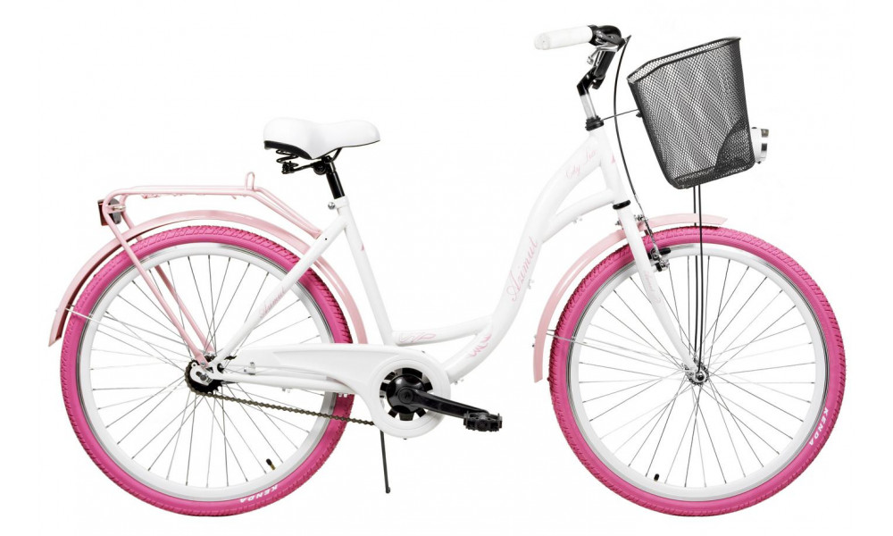 Велосипед AZIMUT City Lux 26" 2023 su krepseliu white-pink - 2