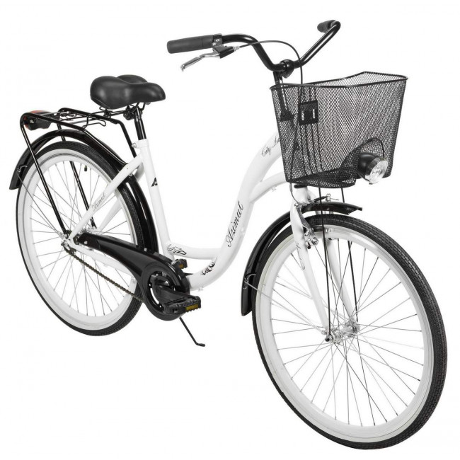 Bicycle AZIMUT City Lux 26" 2023 with basket white-black