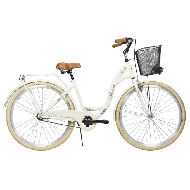 Bicycle AZIMUT City Lux 28" 2023 with basket light cream