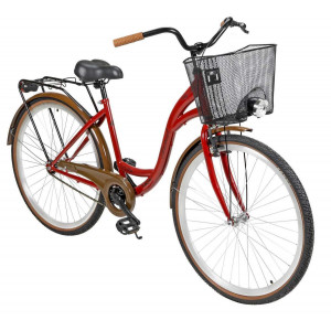 Bicycle AZIMUT City Lux 28" 2025 with basket bordo-brown