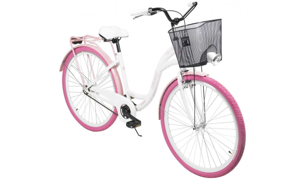 Bicycle AZIMUT City Lux 28" 2025 with basket white-pink - 8