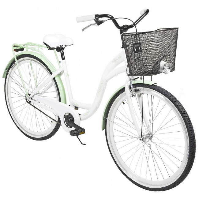 Bicycle AZIMUT City Lux 28" 2023 with basket white-mint