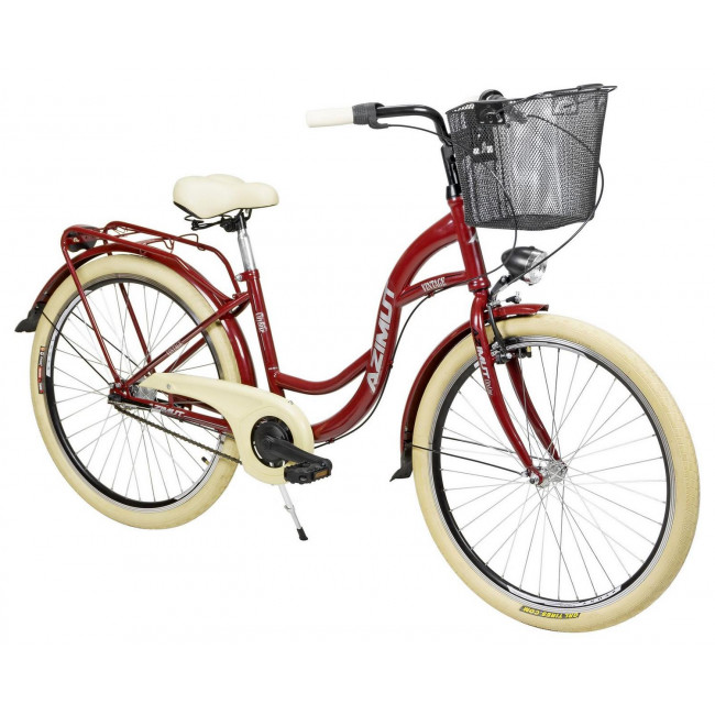 Bicycle AZIMUT Vintage 26" 3-speed 2023 with basket burgund-cream