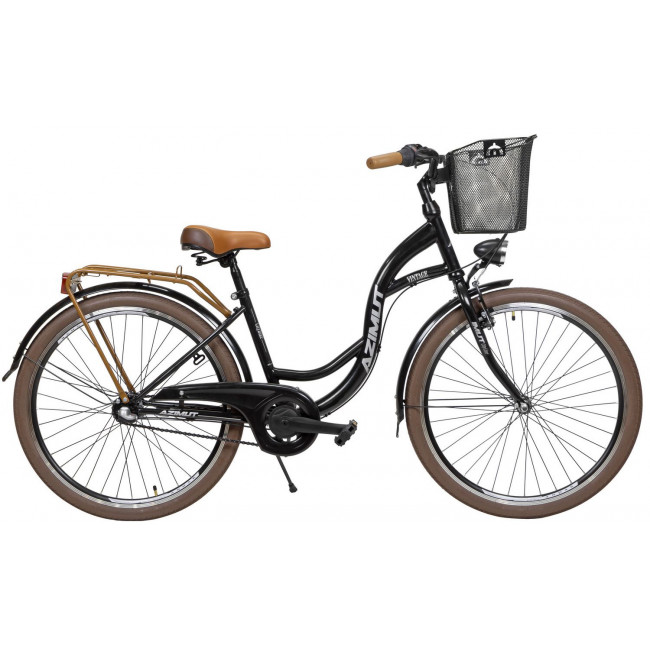 Bicycle AZIMUT Vintage 26" 3-speed 2023 with basket black-cream