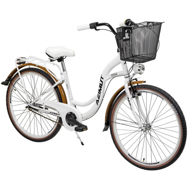 Bicycle AZIMUT Vintage 26" 3-speed 2023 with basket white-cream