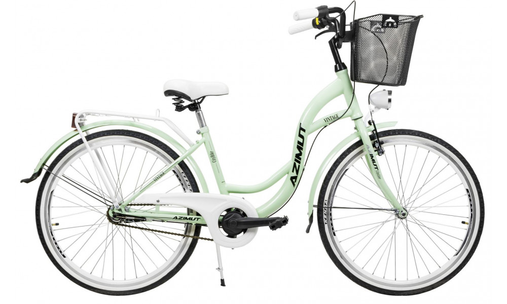 Велосипед AZIMUT Vintage 26" 3-speed 2023 su krepseliu mint-white - 1