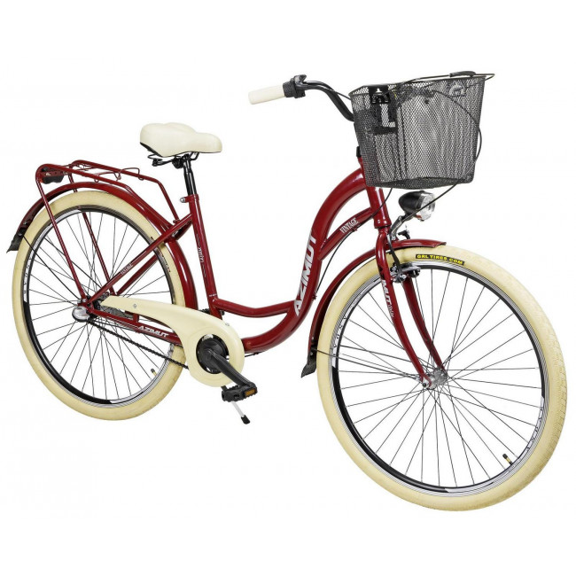Bicycle AZIMUT Vintage 28" 3-speed 2023 with basket burgund-cream