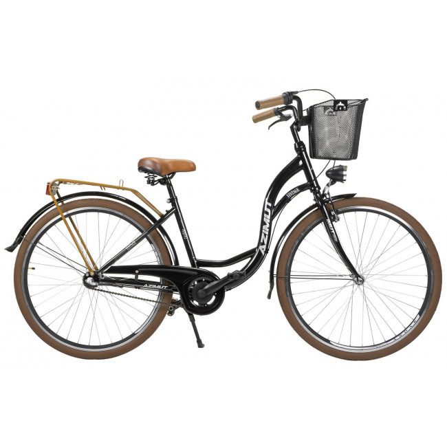 Bicycle AZIMUT Vintage 28" 3-speed 2023 with basket black-cream