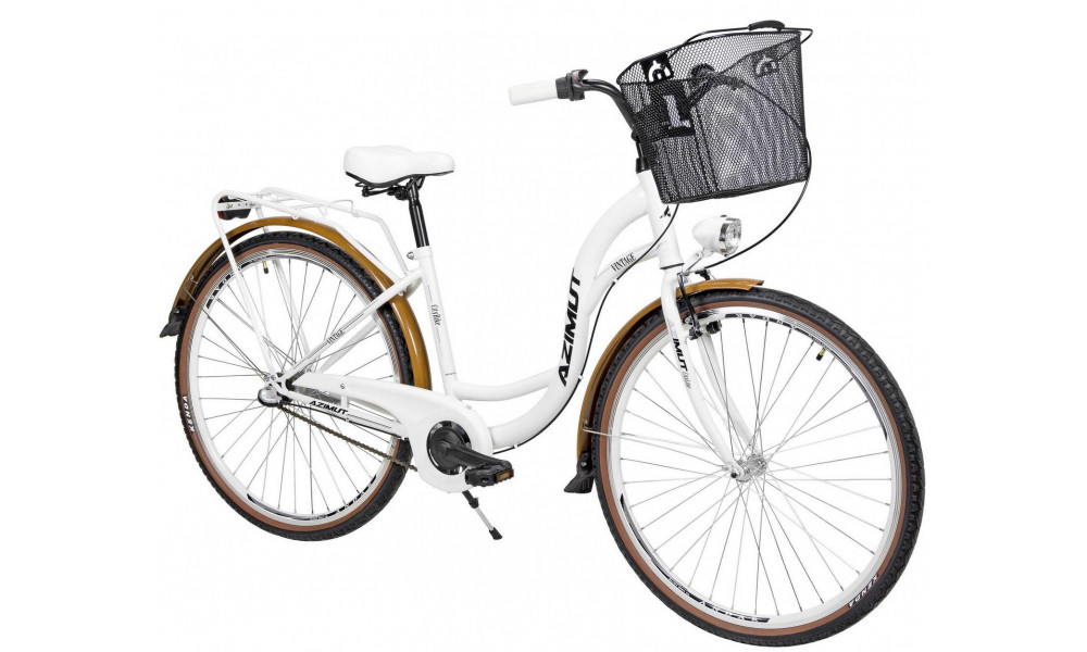Велосипед AZIMUT Vintage 28" 3-speed 2023 su krepseliu white-cream 