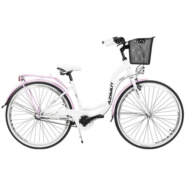 Bicycle AZIMUT Vintage 28" 3-speed 2023 with basket white-pink