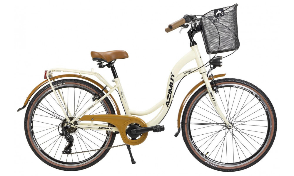 Велосипед AZIMUT Vintage TX-6 26" 2023 su krepseliu cream-brown 