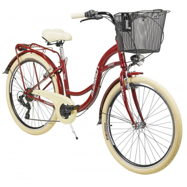 Bicycle AZIMUT Vintage TX-6 26" 2023 with basket burgund-cream