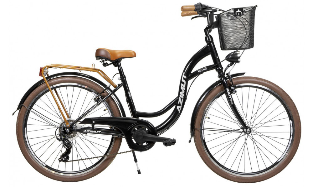 Bicycle AZIMUT Vintage TX-6 26" 2023 with basket black-cream 