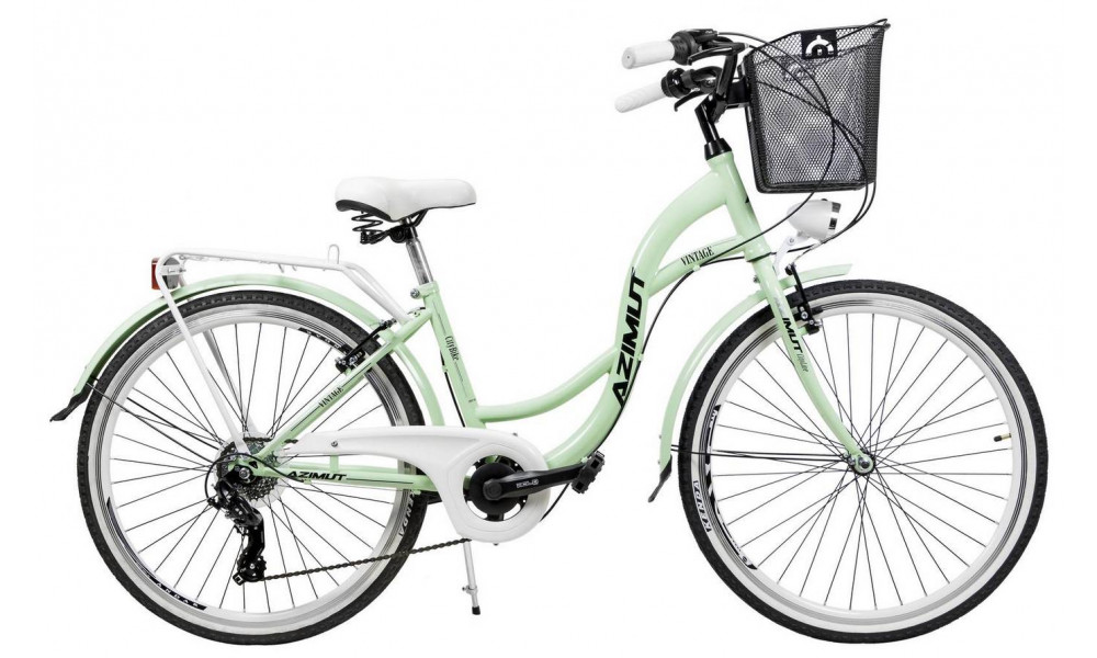 Велосипед AZIMUT Vintage TX-6 26" 2023 su krepseliu mint-white - 2