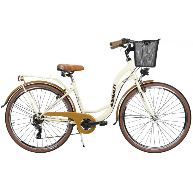 Bicycle AZIMUT Vintage TX-6 28" 2023 with basket cream-brown