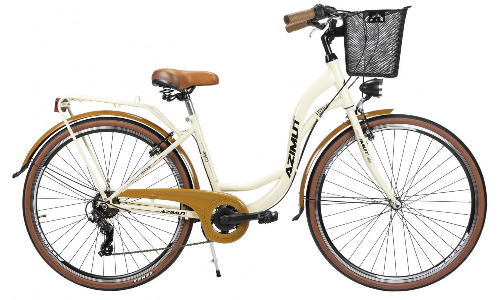 Bicycle AZIMUT Vintage TX-6 28" 2023 with basket cream-brown 