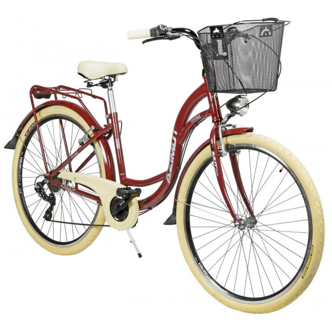 Bicycle AZIMUT Vintage TX-6 28" 2023 with basket burgund-cream